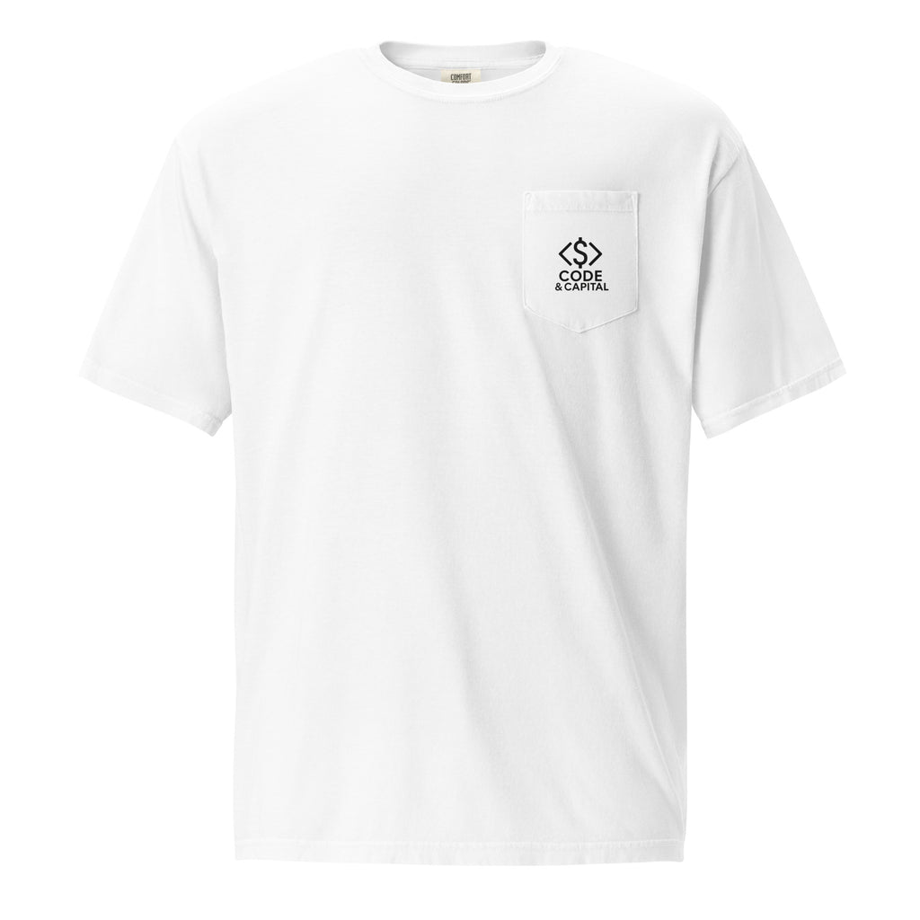 Code & Capital logo pocket t-shirt in white, front view
